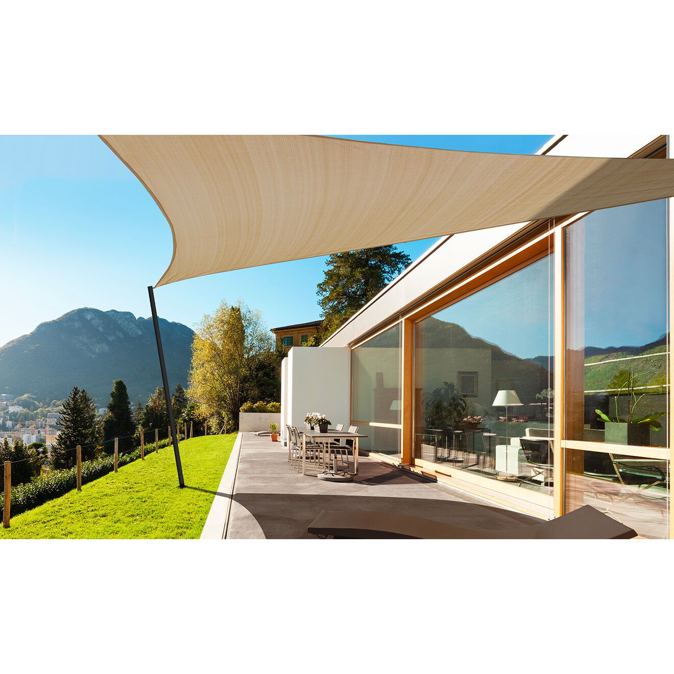 Pratik Garden Voile d'ombrage triangulaire beige  - 3x3x3 m