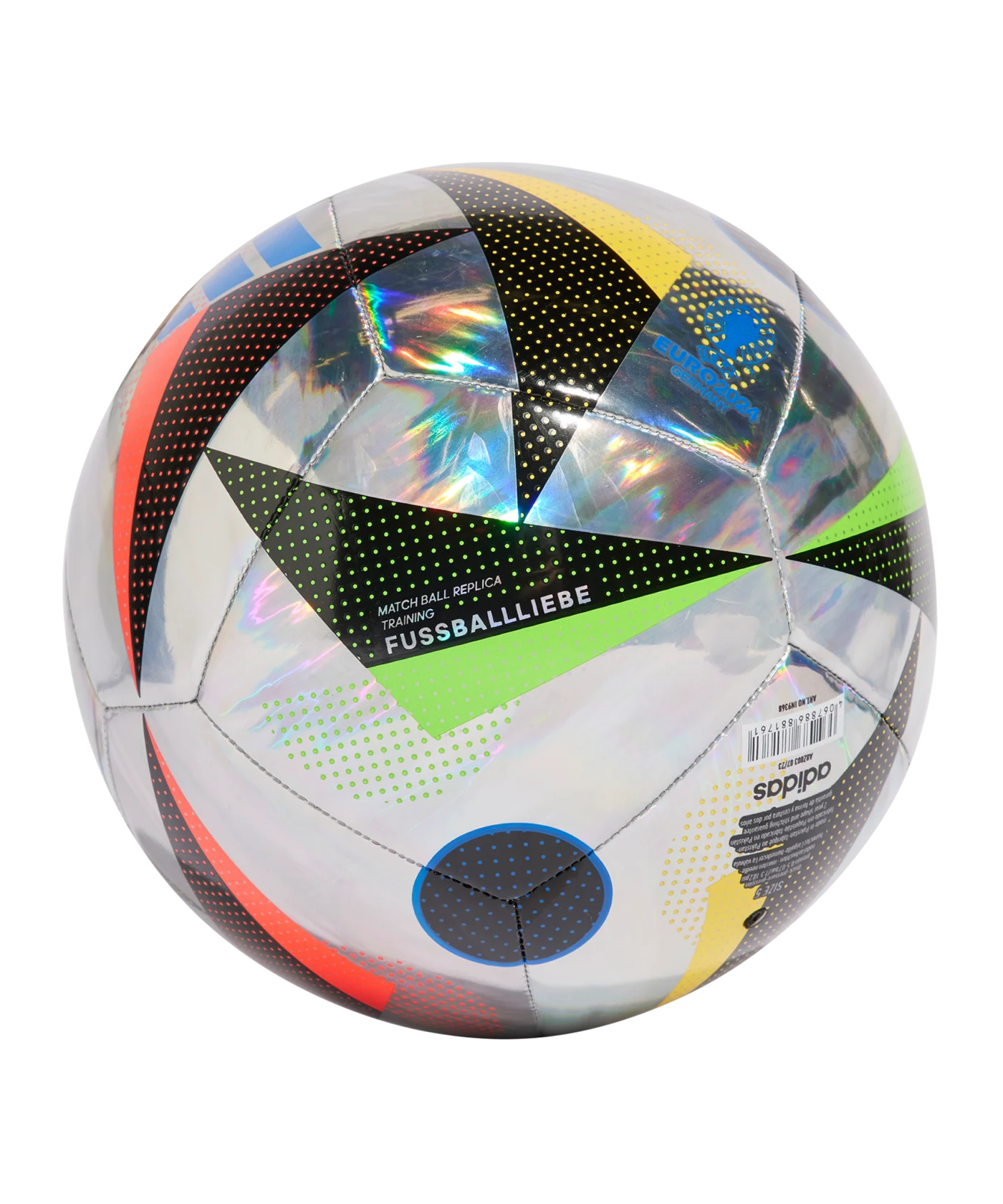 adidas Fussballliebe TRN Foil Trainingsball EM 2024 Silber Schwarz Blau