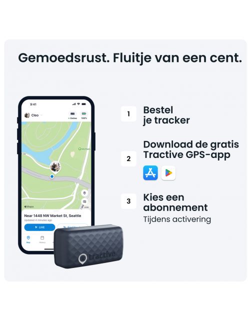 Tractive Gps Cat Mini - Kattenlocatievinder - 55x28x17 mm Donkerblauw Geschikt Voor Katten > 3 Kg
