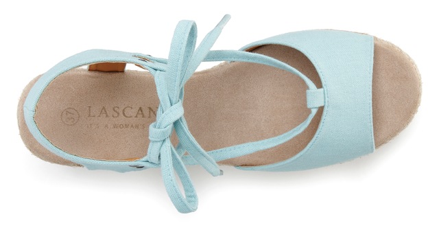 LASCANA Keilsandalette »Sommerschuh«  Sandalette, Sandale mit Keilabsatz, Bast-Optik & Schnürung VEGAN