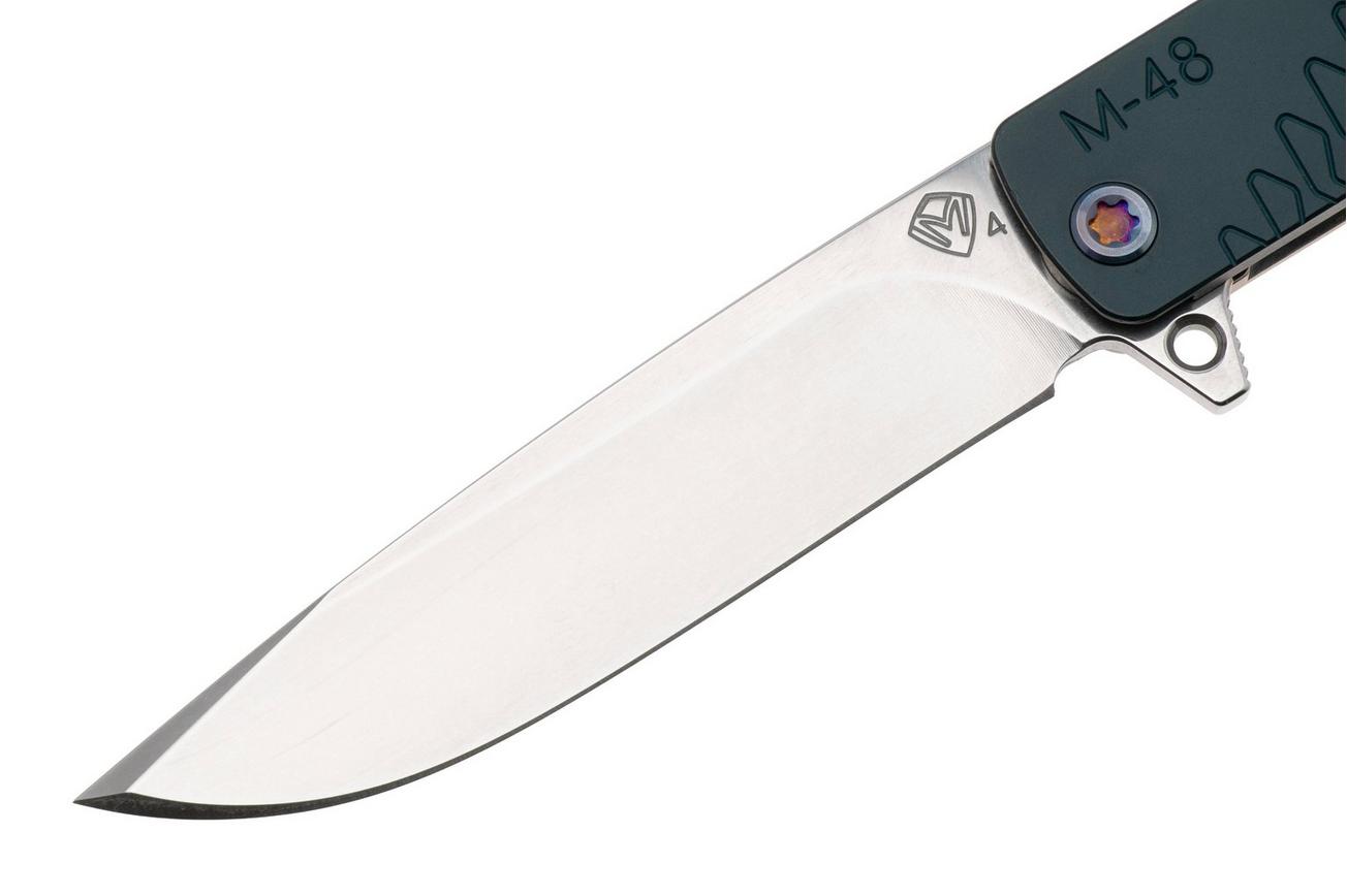 Medford M-48, 25-M48-01, S45VN Tumbled Blade, Blue Aluminum Handle, Flamed Hardware zakmes