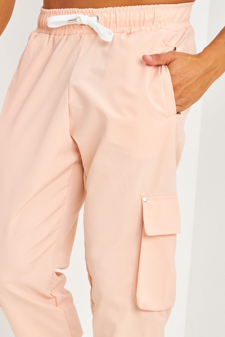 Pantalon de jogging rose poches cargo et zippé aux chevilles