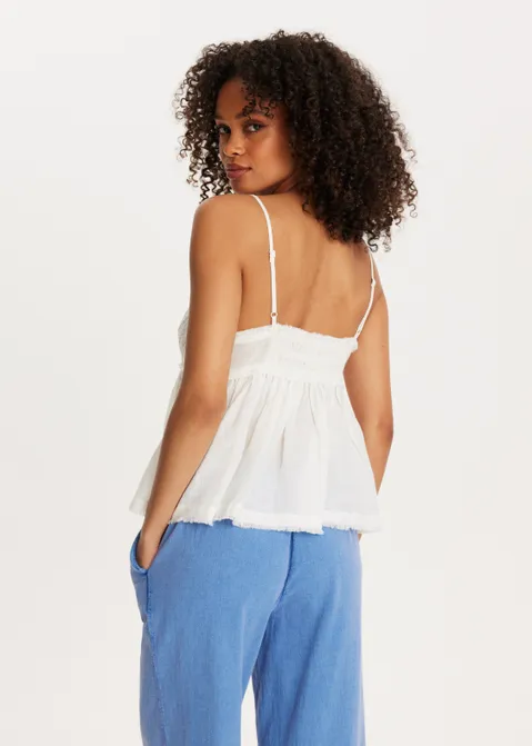 Top met broderie en kant wit (WIT)