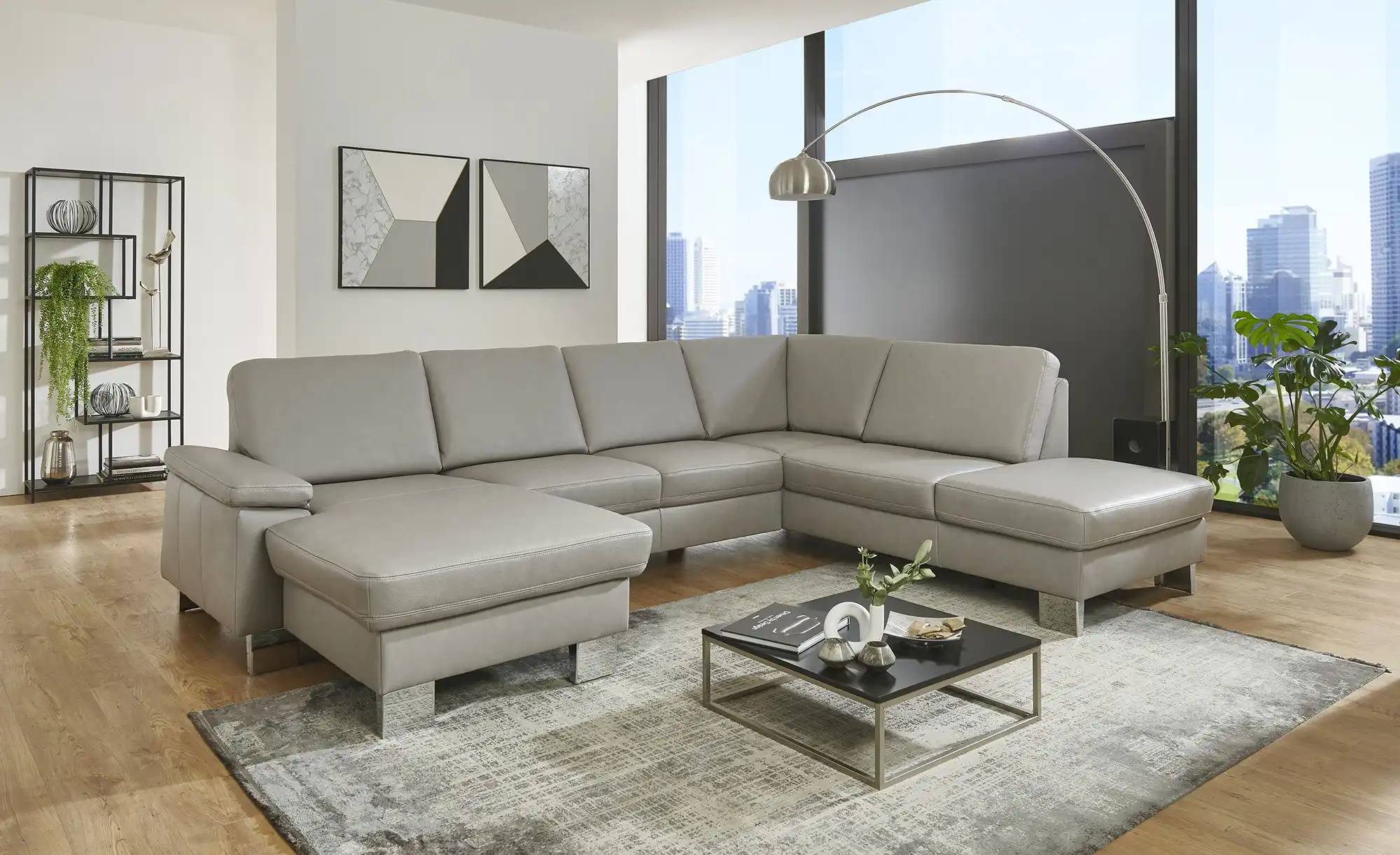 meinSofa Wohnlandschaft mit Sitz- und Rückenbezug aus Echtleder Samu-L