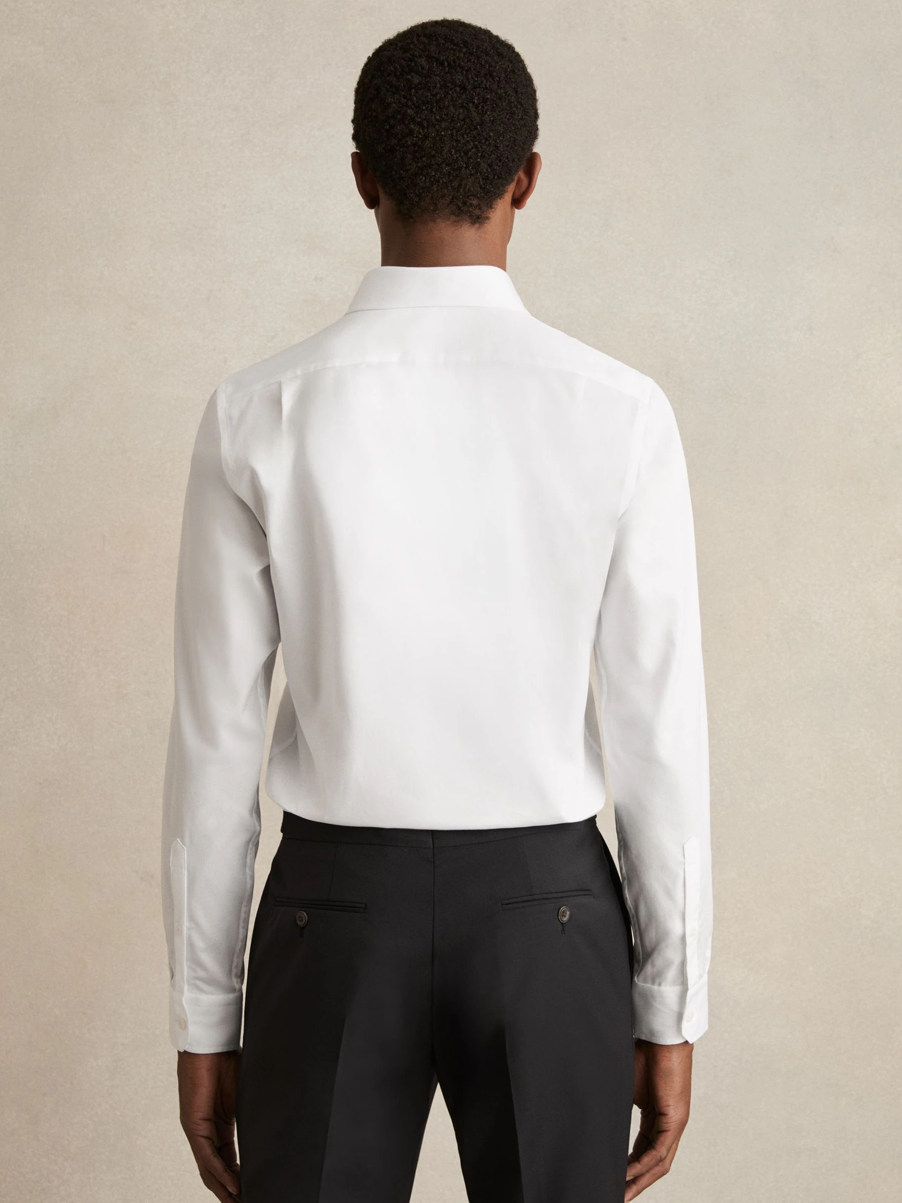 Wit - Normale Pasvorm - Reiss Storm Cotton Double-Cuff Shirt