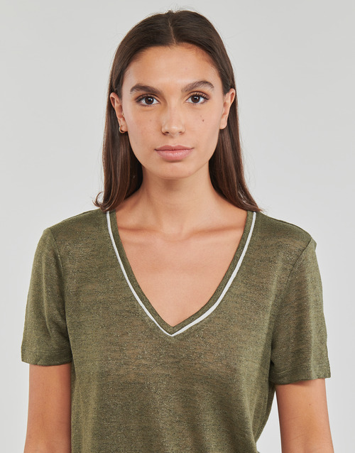 Only - ONLDORIT S/S V-NECK SHINE TOP JRS - Kaki