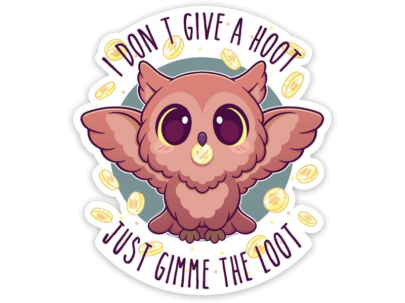 Glass Staff Gimme Loot Sticker Weiss/Braun Aufkleber für RPG-Fans