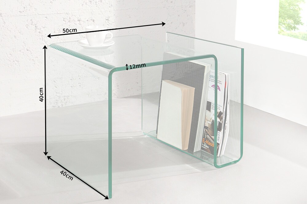 riess-ambiente Couchtisch FANTOME - 50cm Beistelltisch mit Ablage für Magazine transparent Glas