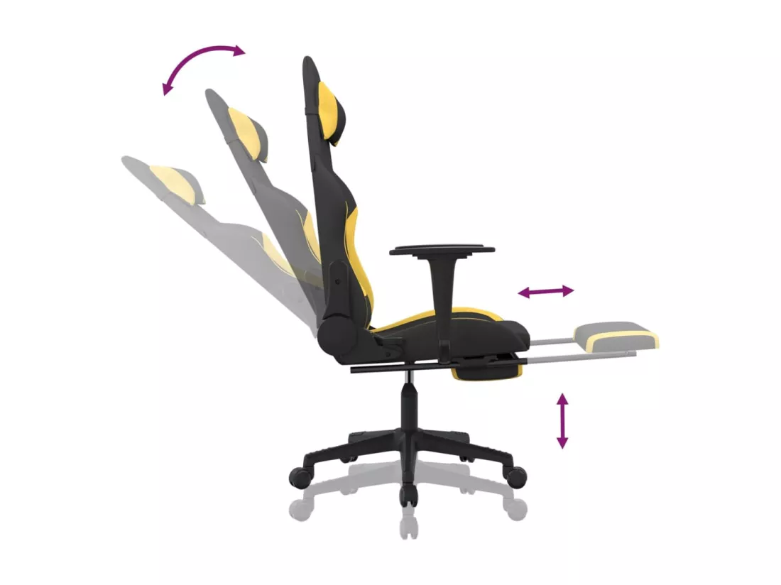 Chaise de jeu avec repose-pied Noir et jaune Tissu