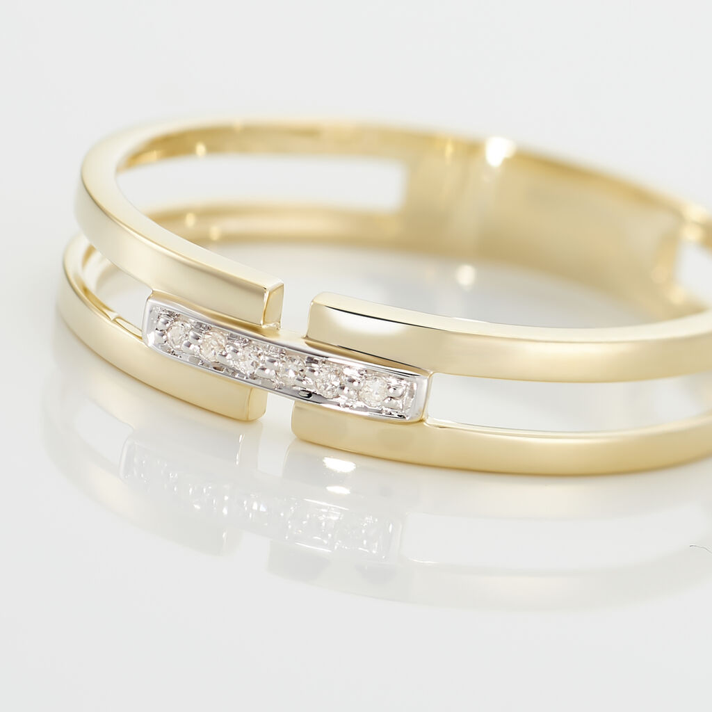 Bague Barrette Or Jaune Diamant