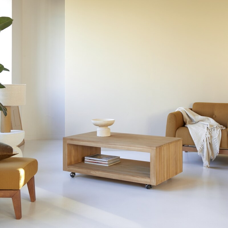 Table basse en bois de teck Anoa H 40 x L 110 x P 60 cm