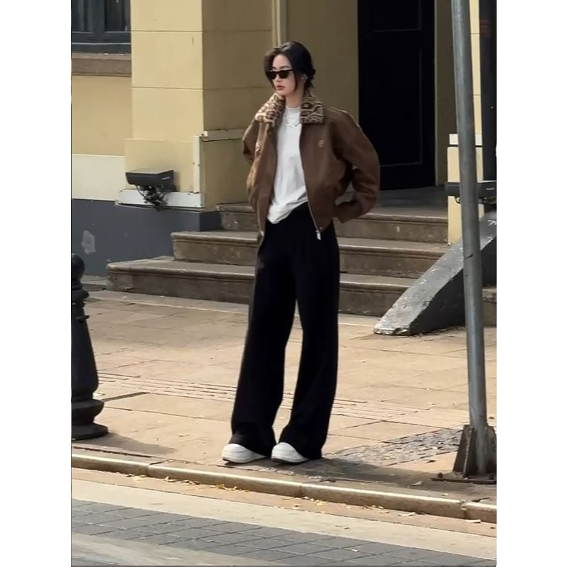 Kimeya - Mid Rise Plain Straight Leg Broek