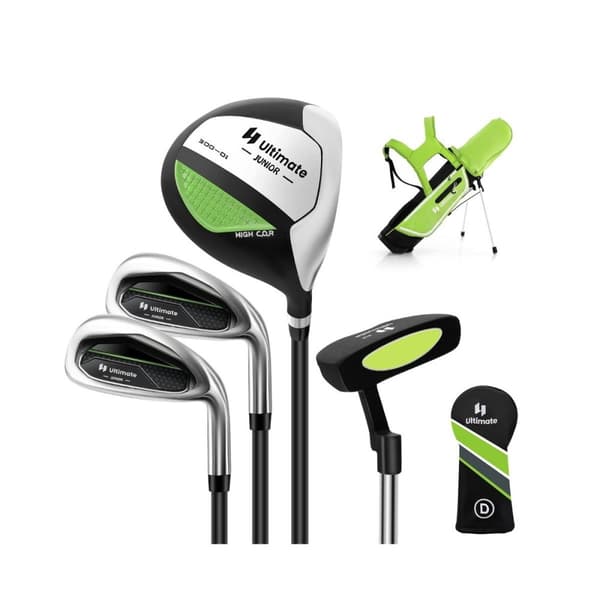 4-delt barnegolfkøllesett med golfbag og regntrekk for barn i alderen 8-10 år