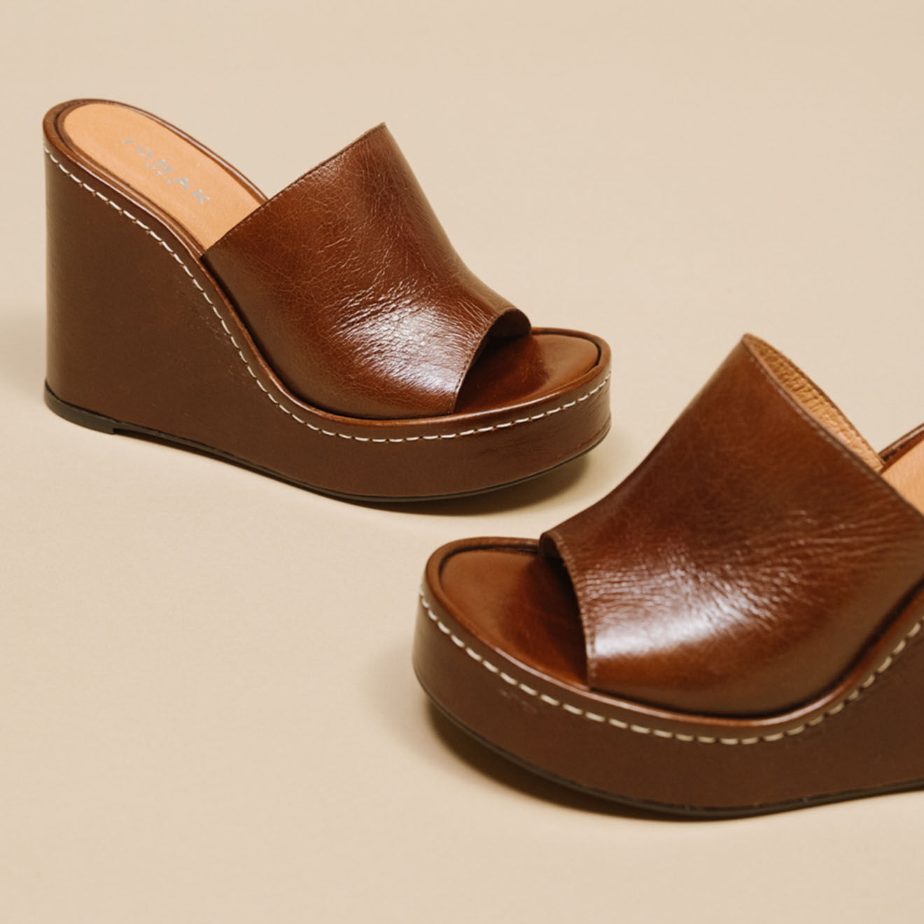 Jonak Mules en Cuir Beverly marron - Talon 10.5 cm
