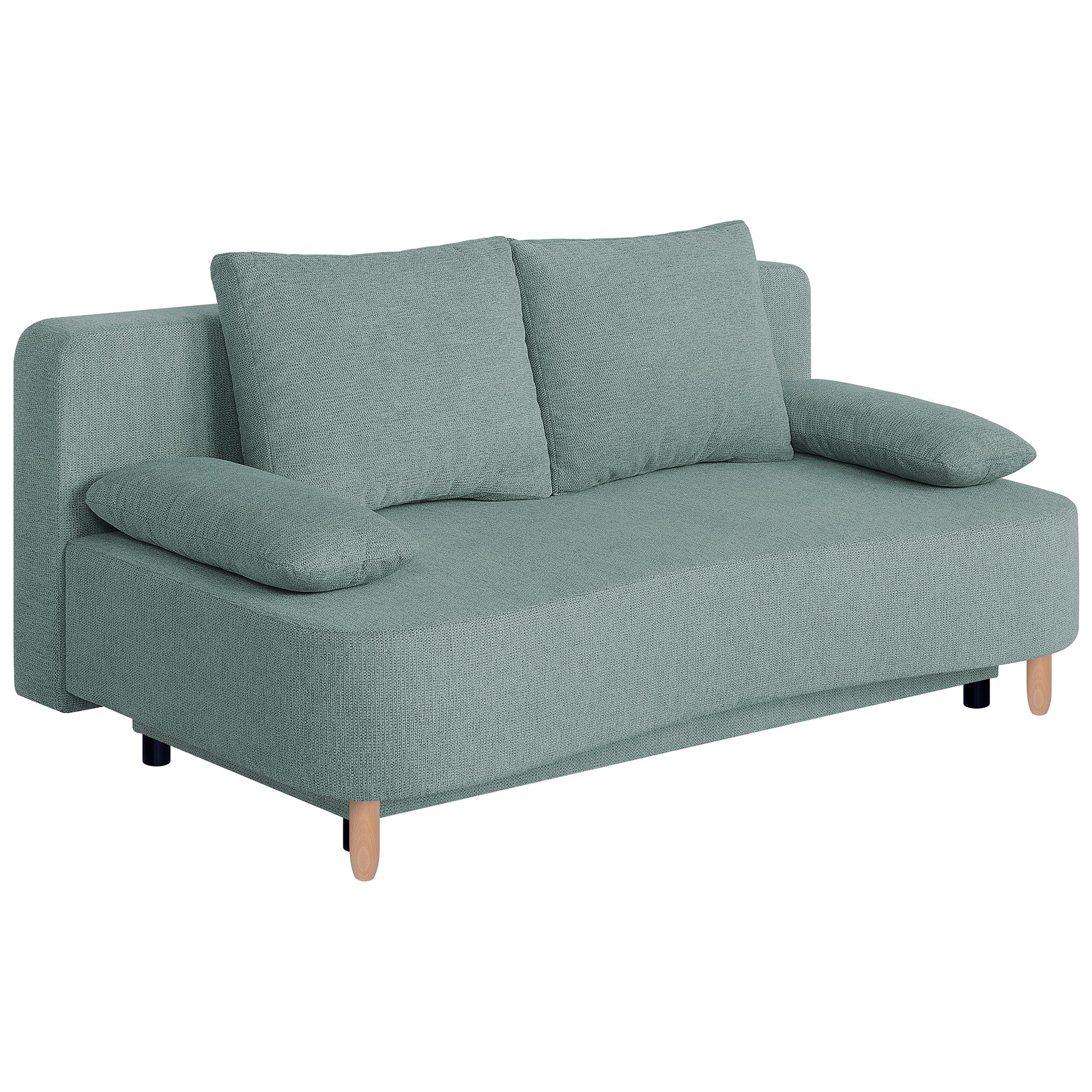 Schlafsofa - eisblau - Federkern - Staukasten