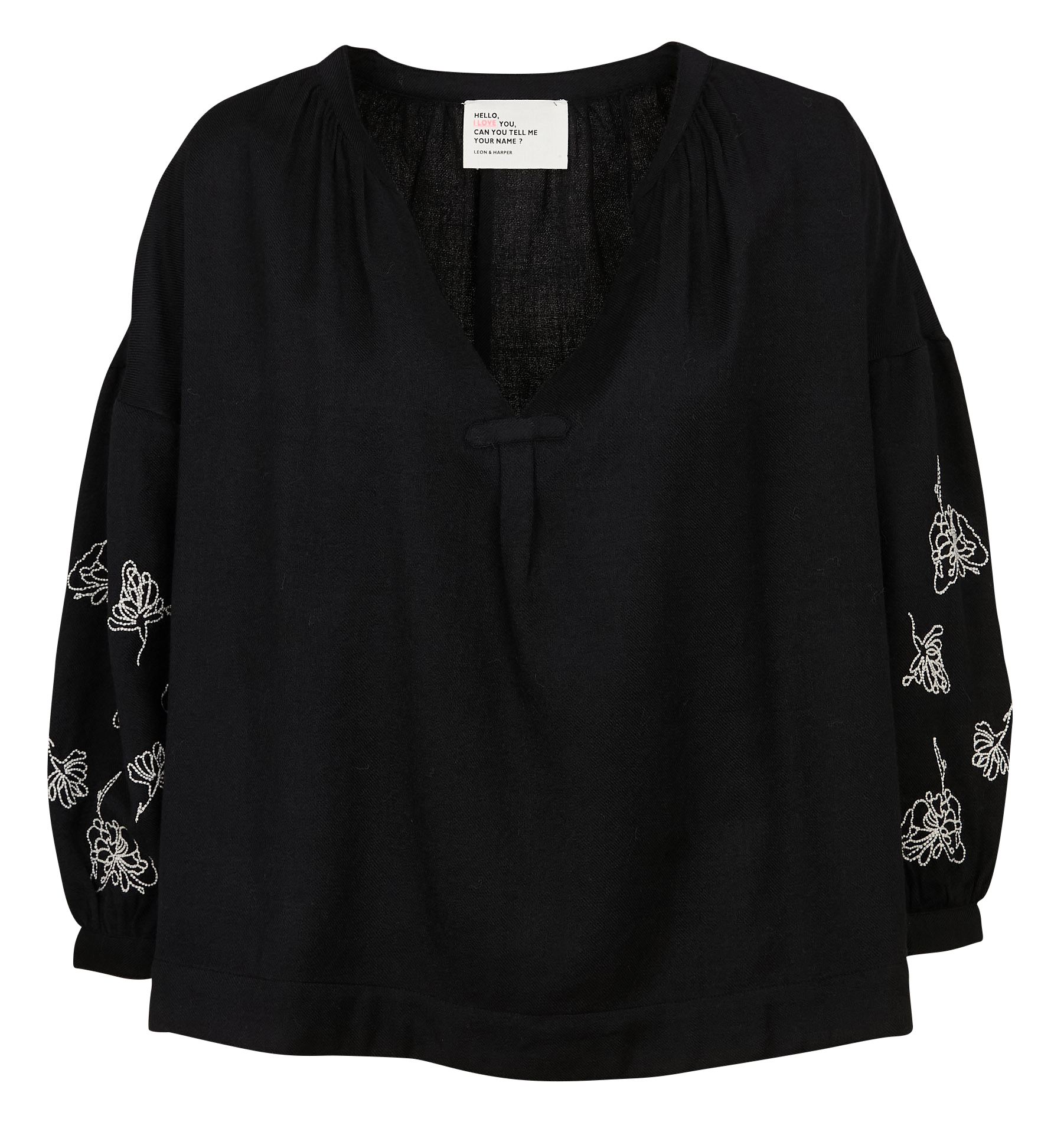CLUB - Blouse ample col V en laine | Noir