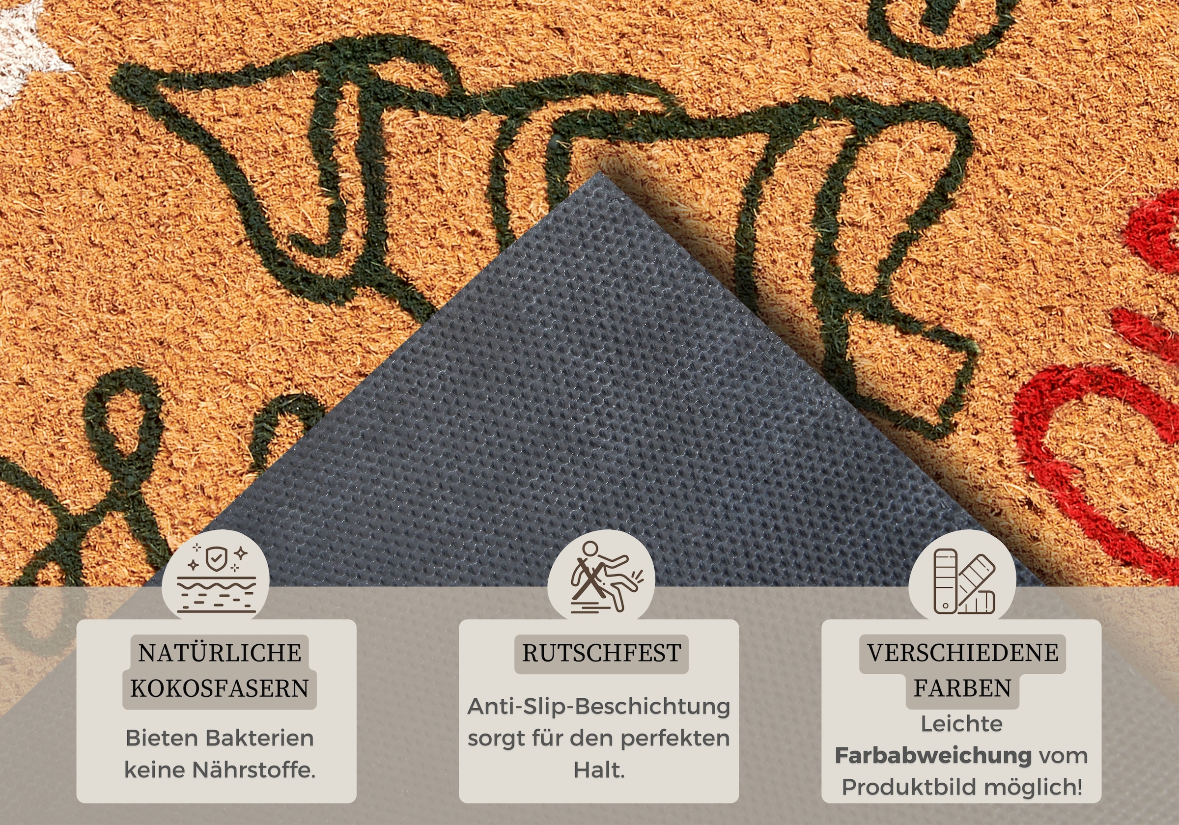HANSE Home Fussmatte »Kokos Five Christmas Trees, Türmatte« rechteckig 15 mm Höhe Schmutzfangmatte, Rutschfest, Outdoor, Weihnachten, Kokosmatte, Flur