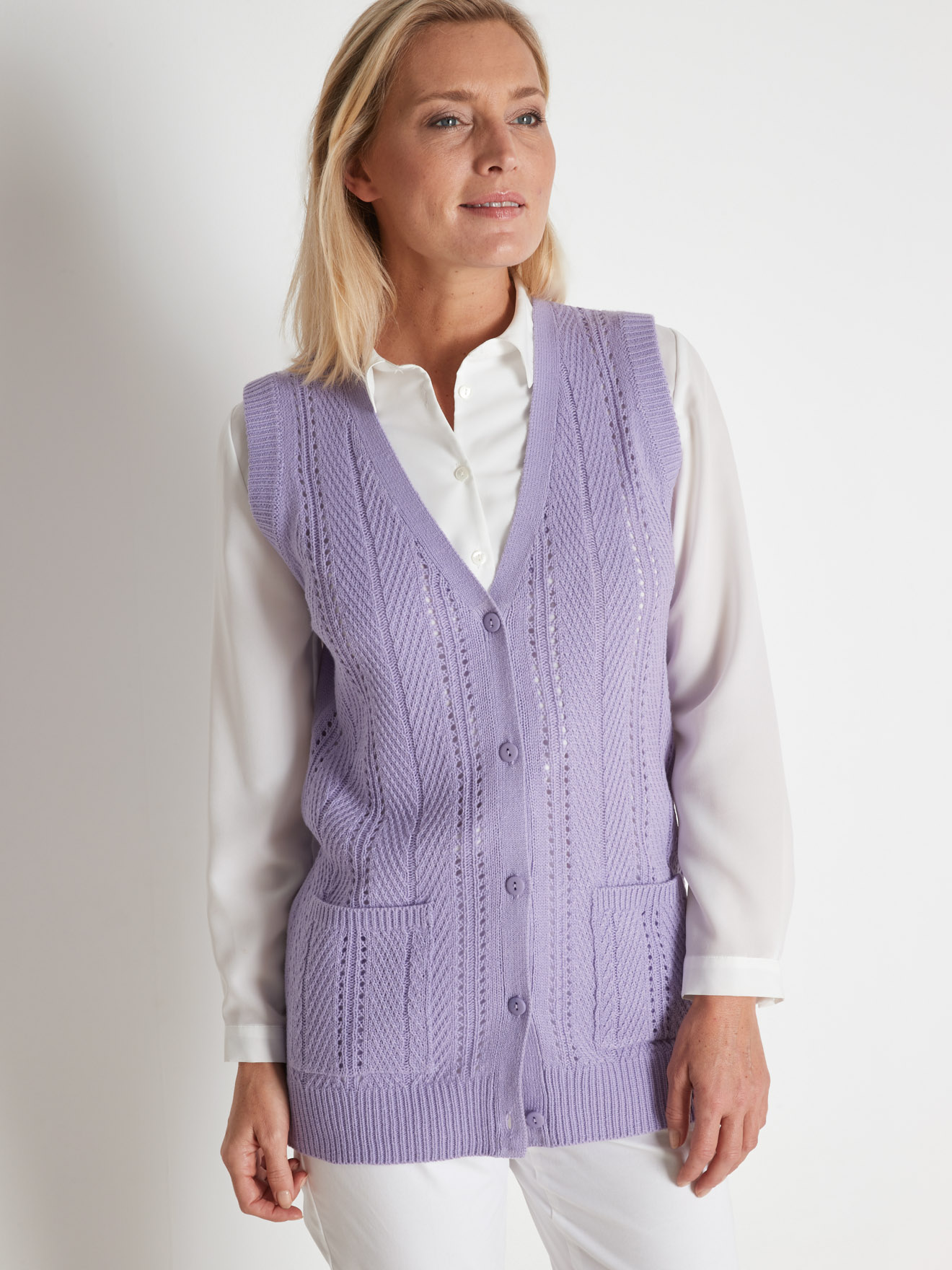 Gilet sans manches point ajouré