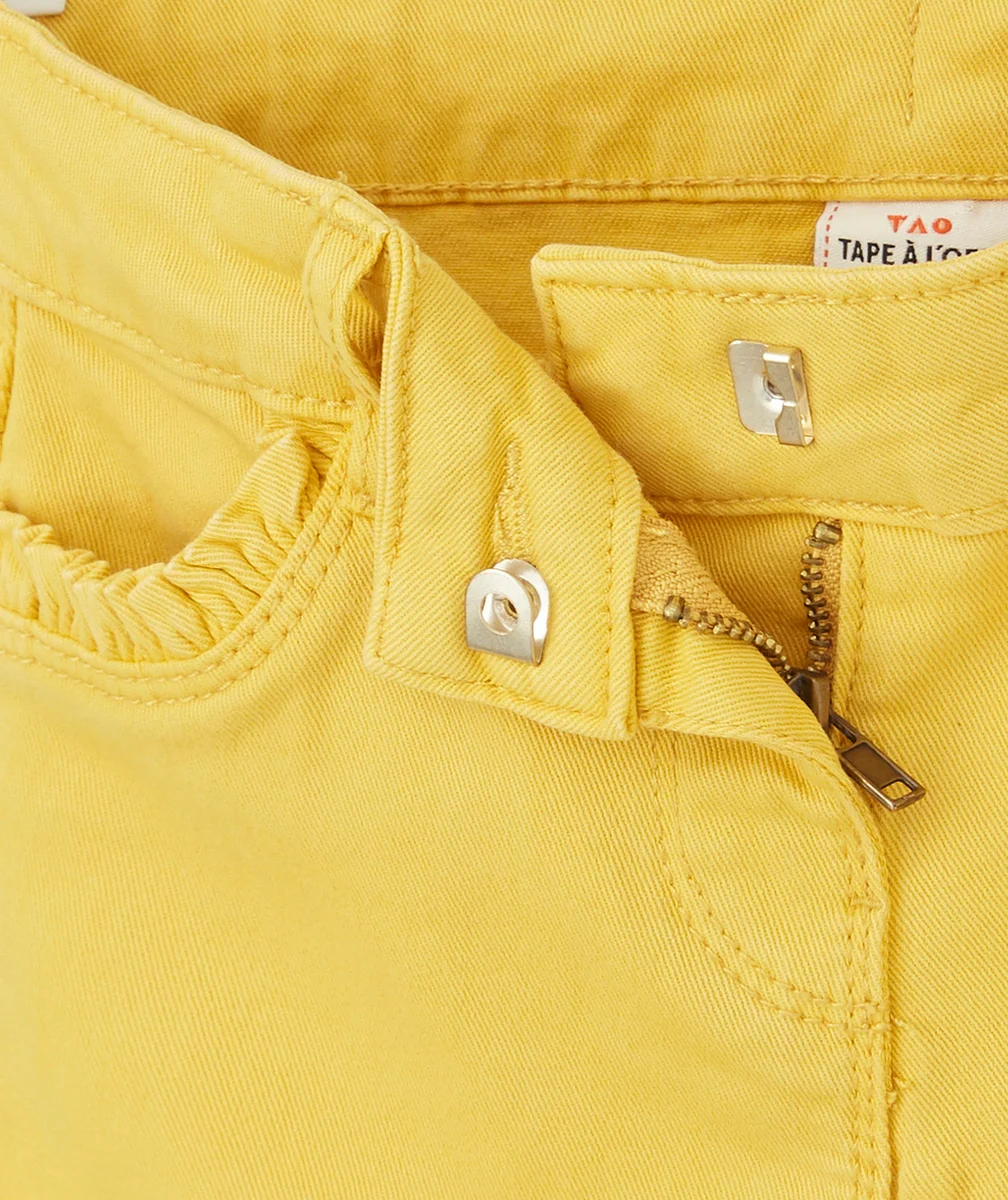 SHORT DROIT EN DENIM JAUNE FILLE AVEC DÉTAILS VOLANTÉS
