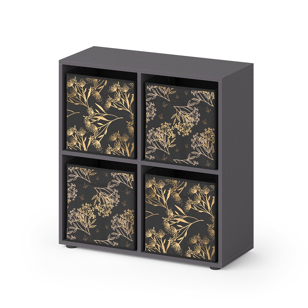 Vicco Raumteiler Würfelregal Standregal Tetra Schwarz Faltbox Wohnzimmer Regal 73x72 cm modern Ablage 4 Fächer Dekoregal Ordnerregal Aufbewahrung