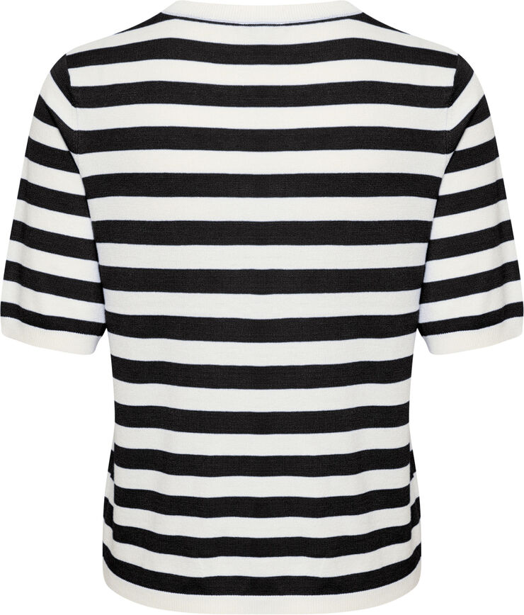 Kaffe KAmilo Short Sleeve Knit Chalk/black deep stripe