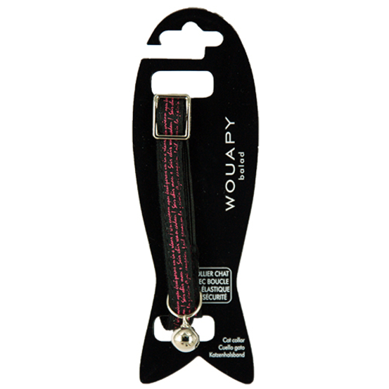 Collier chat style texte fantaisie noir pour chat