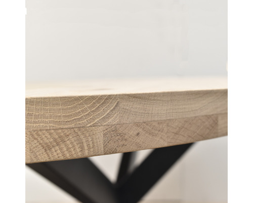 Ovaal eiken tafelblad, onbehandeld, 3000 x 1100 x 40 mm