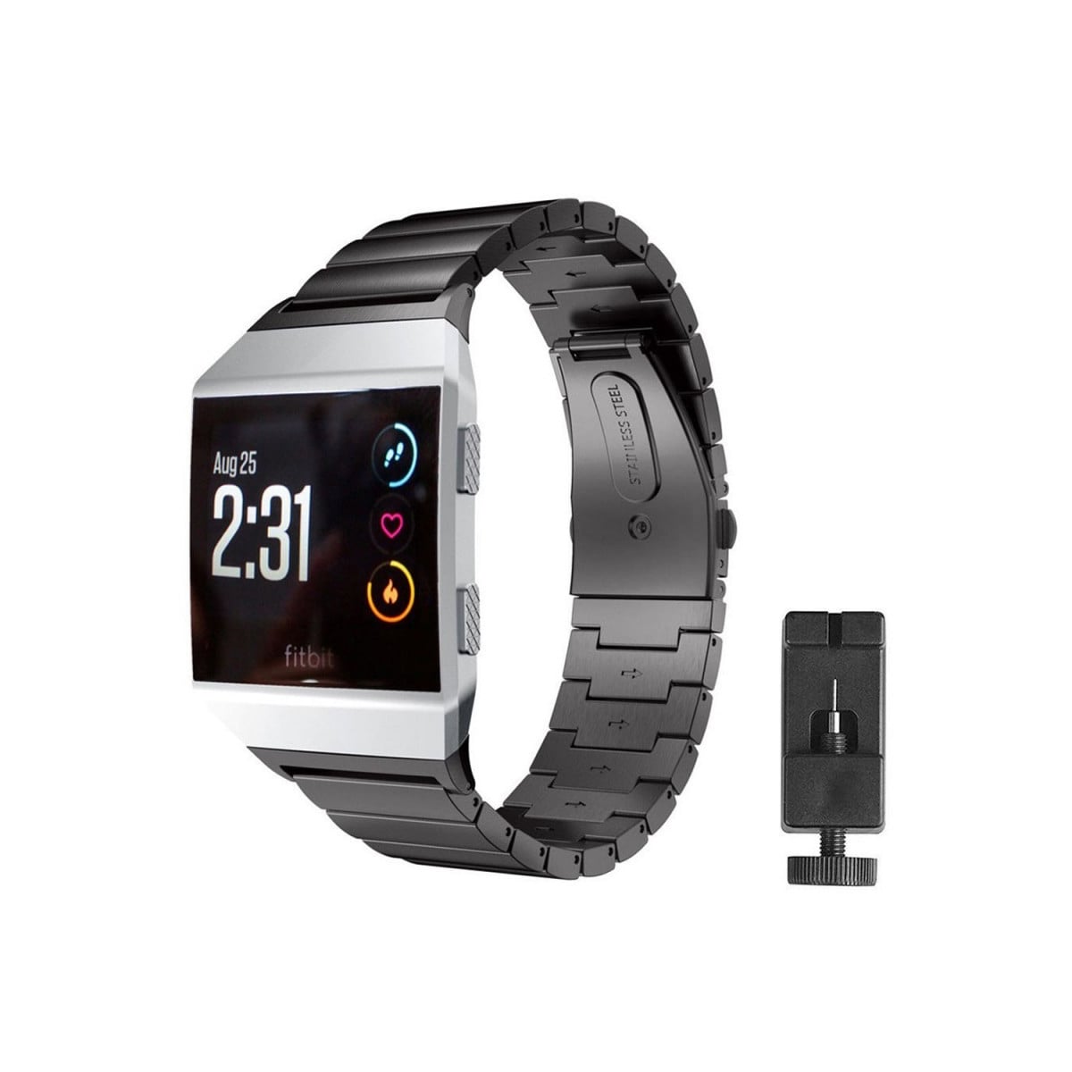 Armbånd Rustfritt stål Fitbit Ionic - Svart