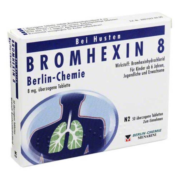 Bromhexin 8 Berlin Chemie überzogene Tabletten, 50 St