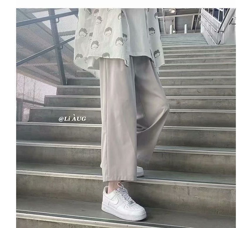 Sinlarity - Mid Rise Plain Crop Broek met Wijde Pijpen