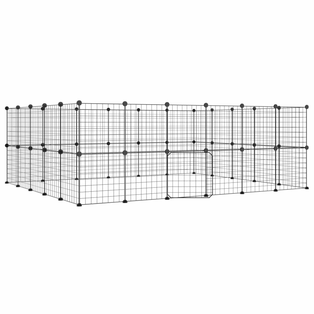 Cage animaux de compagnie à 44 panneaux et porte noir 35x35 cm
