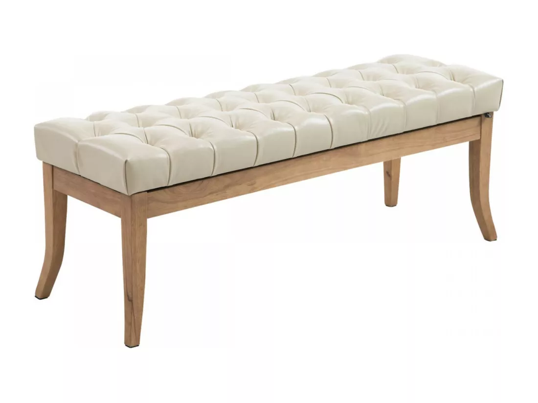 Banquette - Similicuir & Bois - Crème - Ramses
