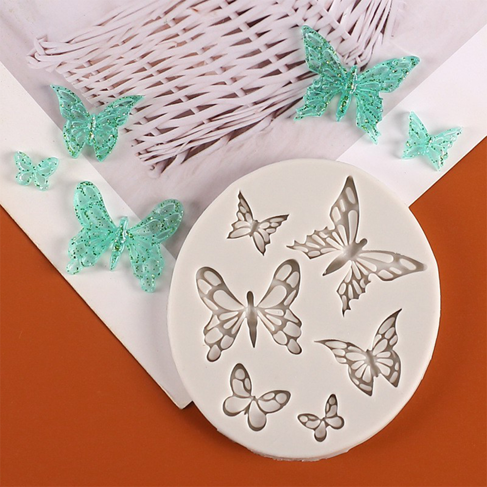 (6-fach) Silikon 3D Pralinen Form für Fondant / Schokolade Kuchen   Muffin Dekoration - Schmetterling