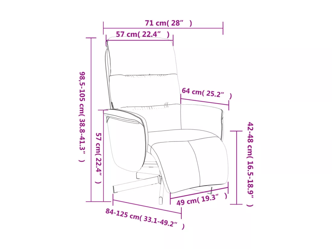 Fauteuil inclinable avec repose-pieds taupe tissu