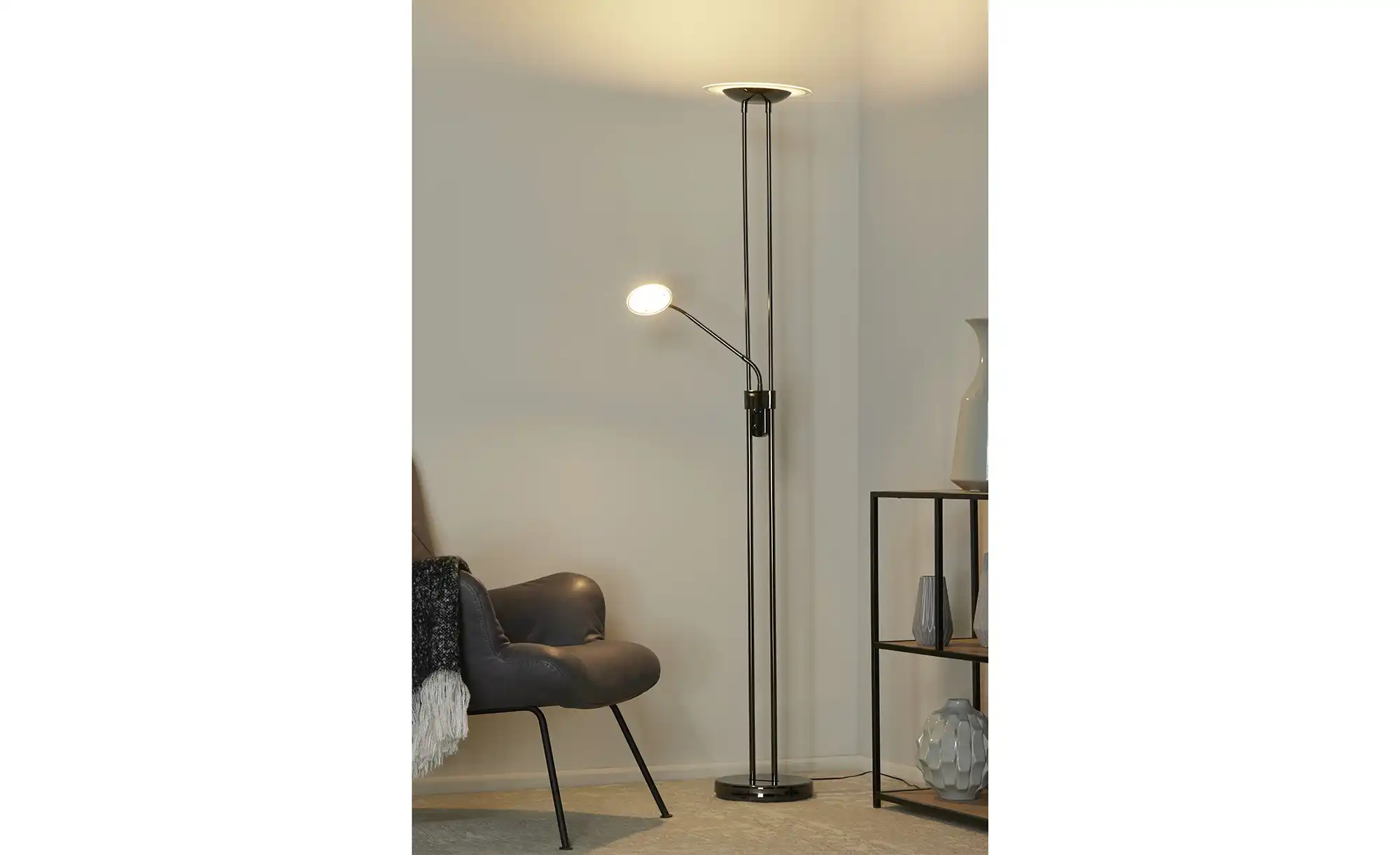 Meisterleuchten LED-Deckenfluter, 2-flammig, schwarz-chrom