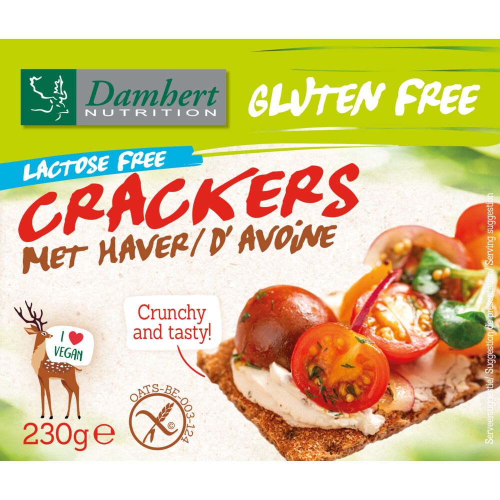 3x Damhert Crackers Haver Glutenvrij Lactosevrij230 gr