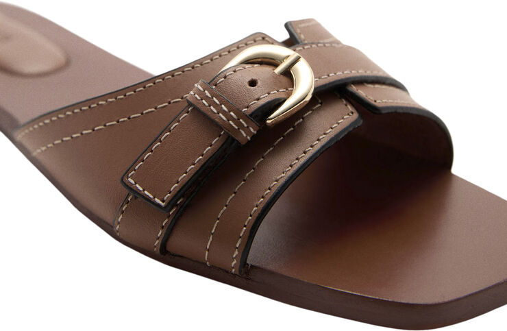 MANGO Buckle leather sandals Medium brown