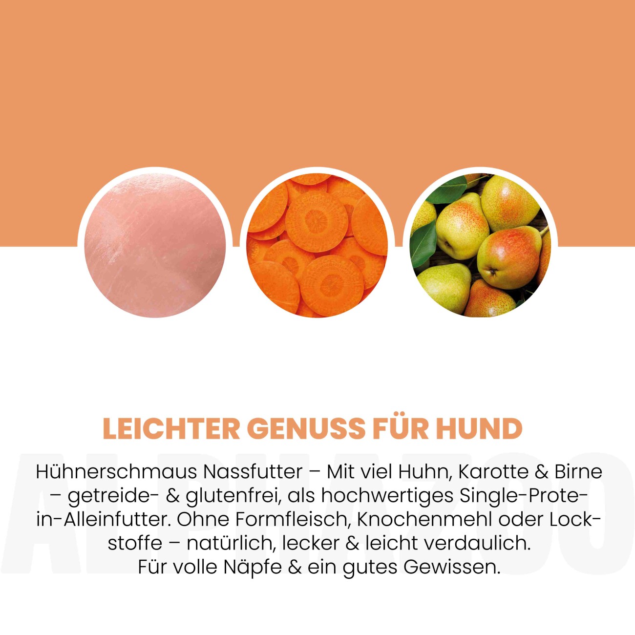 ALPHAZOO Monoprotein Huhn 6 x 400g, Nassfutter Huhn für Hunde