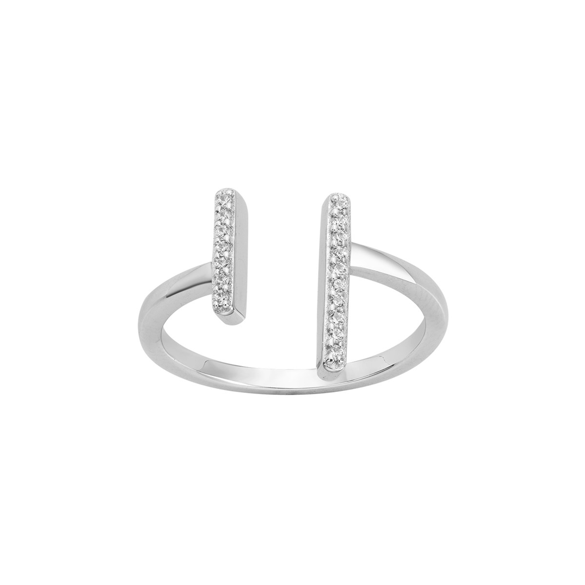 Bague ouverte en Argent avec oxyde de zirconium blanc