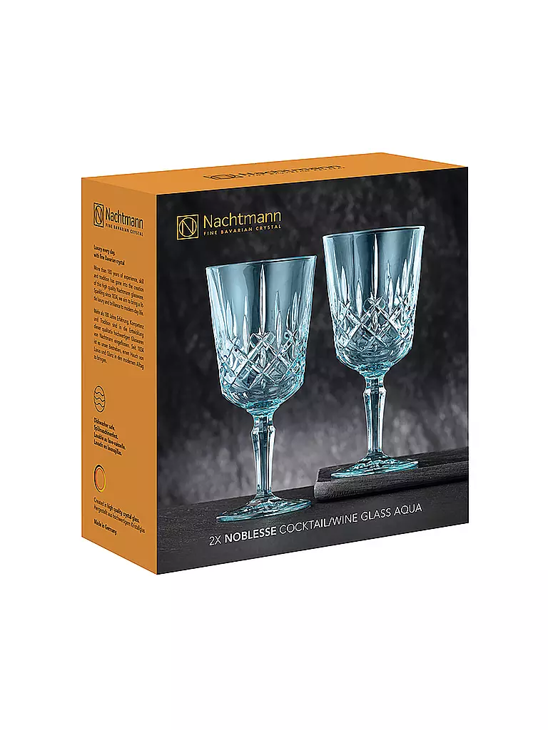 NACHTMANN Cocktail- / Weinglas 2er Set 355ml NOBLESSE Aqua hellblau