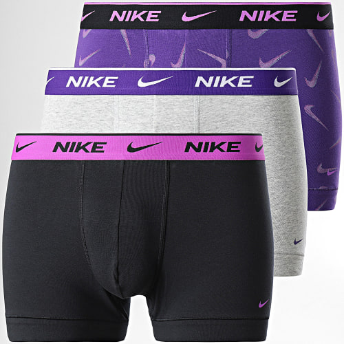 Lot De 3 Boxers PKE1008 Violet Gris Chiné Noir