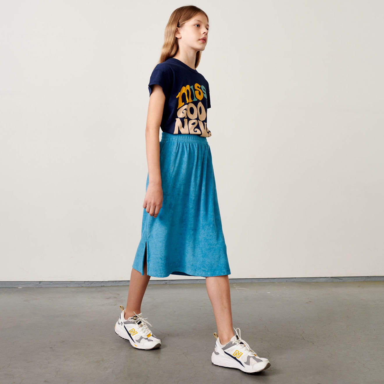 Bellerose Jupe midi Mona en Coton mélangé bleue