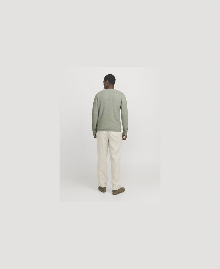 Jack & Jones JJEGEORGE KNIT CREW NECK NOOS Iceberg green/w. cloud dancer