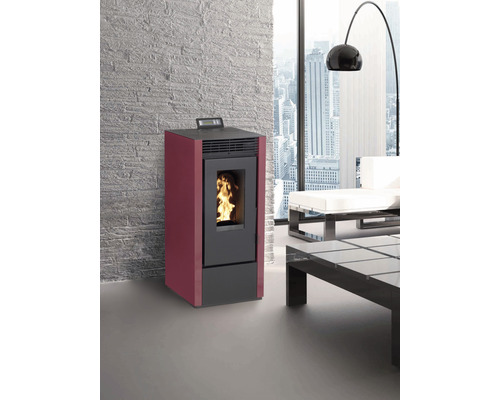 Interstoves Marina 14 stalen pelletkachel met kanaal, Bordeaux, 12,1 kW