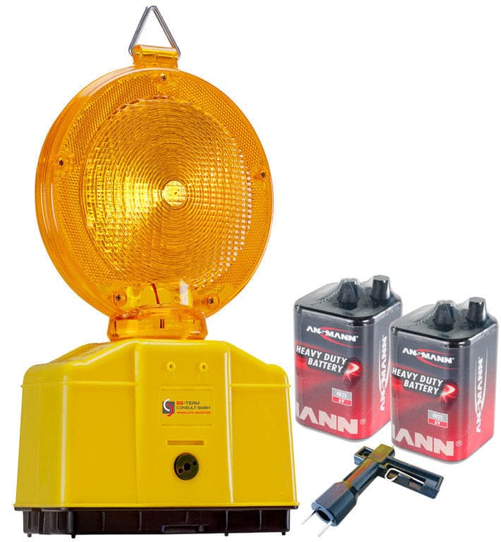 UVV bouwplaatslamp LED waarschuwingslamp gele lamp sleutel met batterij