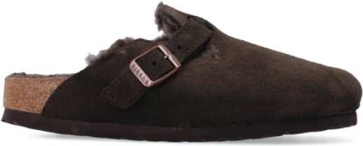 Birkenstock slipper BOSTON Shearling Mocca Suede Leather narrow