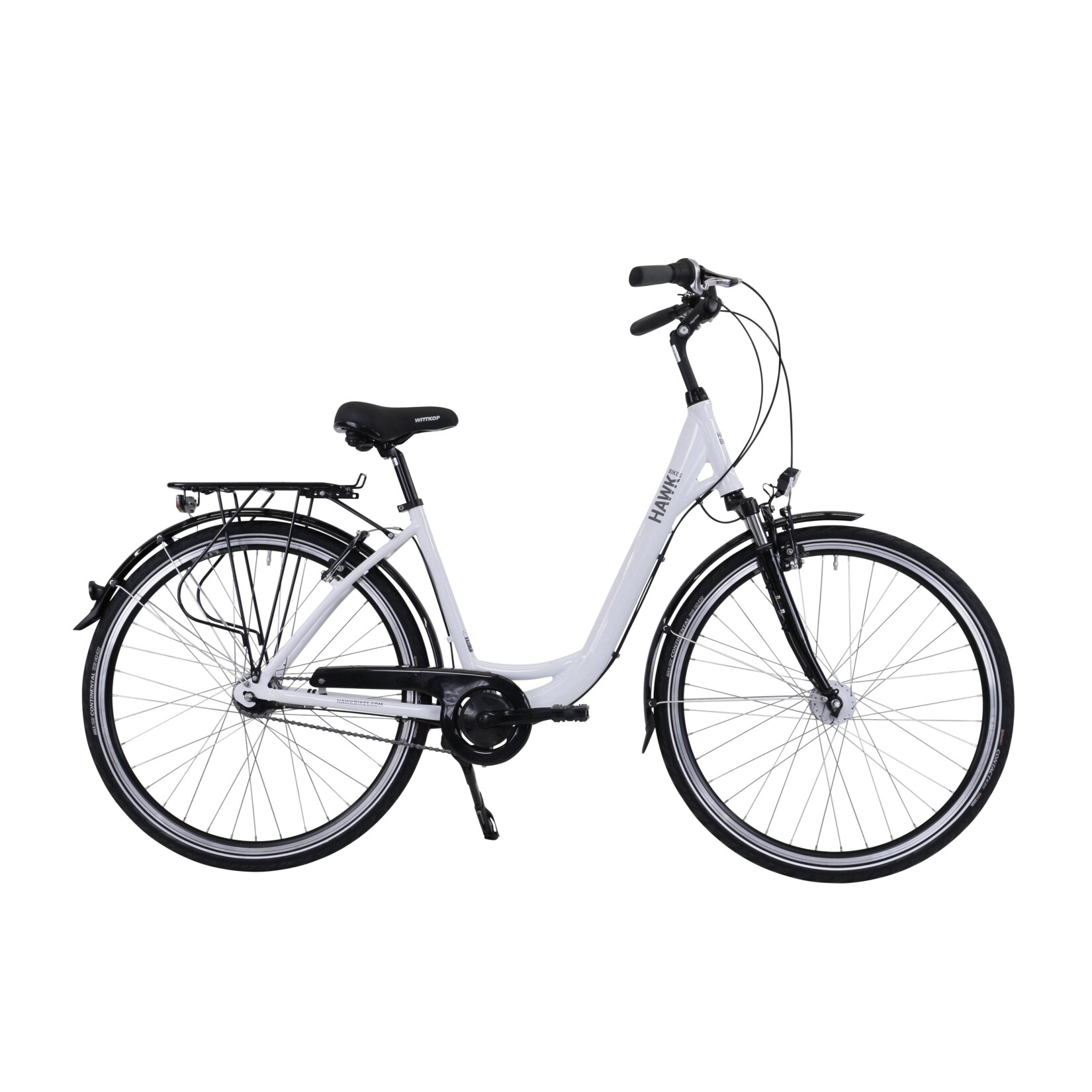 HAWK City Wave Deluxe White - Damen 26 Zoll - Leichtes Fahrrad mit 7-Gang Shimano Nabenschaltung, Felgenbremse & Nabendynamo
