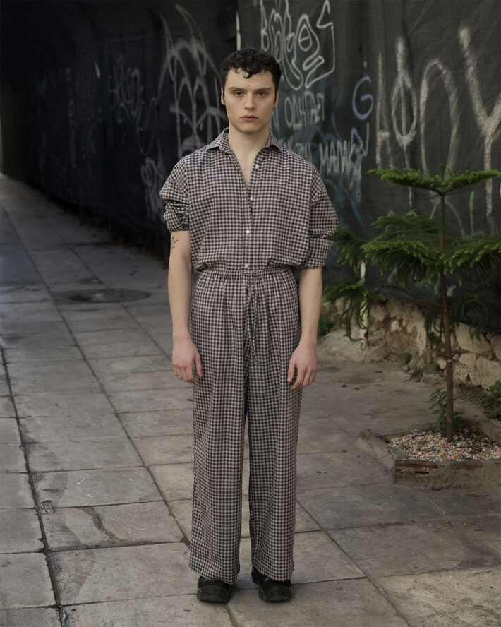 BASERANGE LIMBER PANTS Brown grey flannel