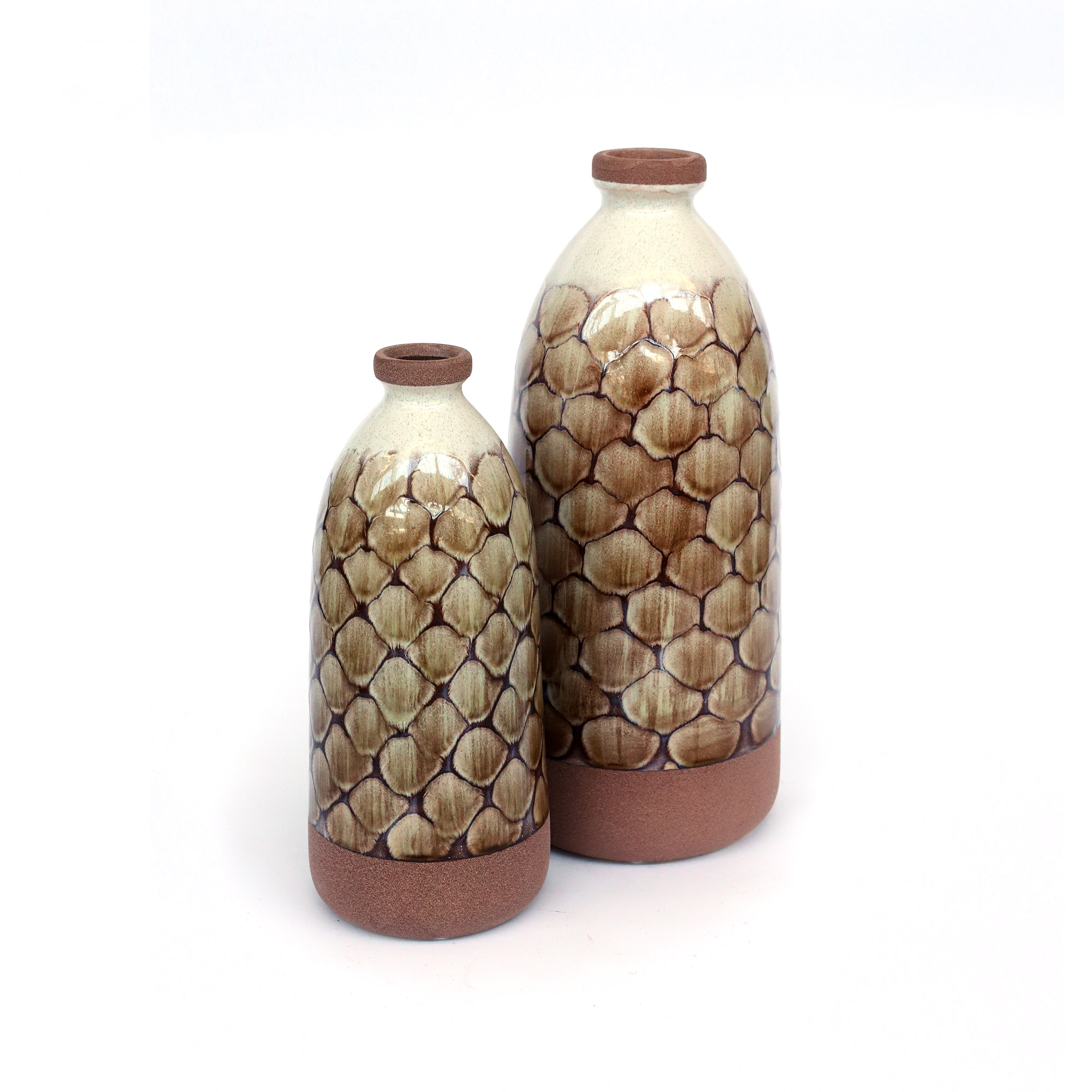 Keramikvase 'Peades', braun-weiß, H 35,5 cm, Ø 15,5 cm von fischer's lagerhaus