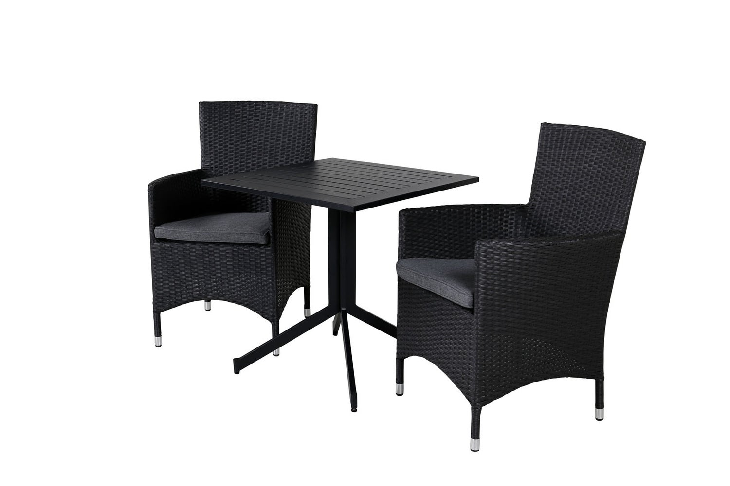 Way tuinset, tafel 70x70cm en 2 stoelen, Malin zwart. 70 x 70 x 72 cm